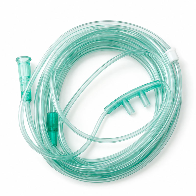 Light green disposable nasal oxygen cannula