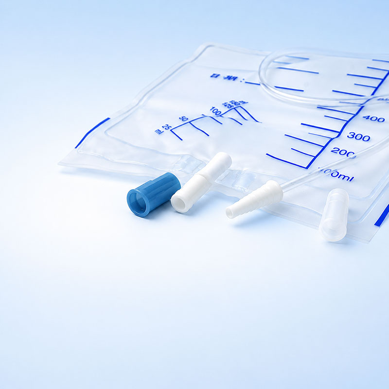Urine bag connector and tube detail